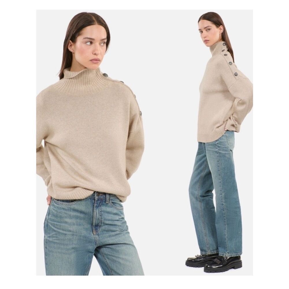 $495 The Kooples Wool Cashmere Oversized High Collar Sweater Size Small NWT